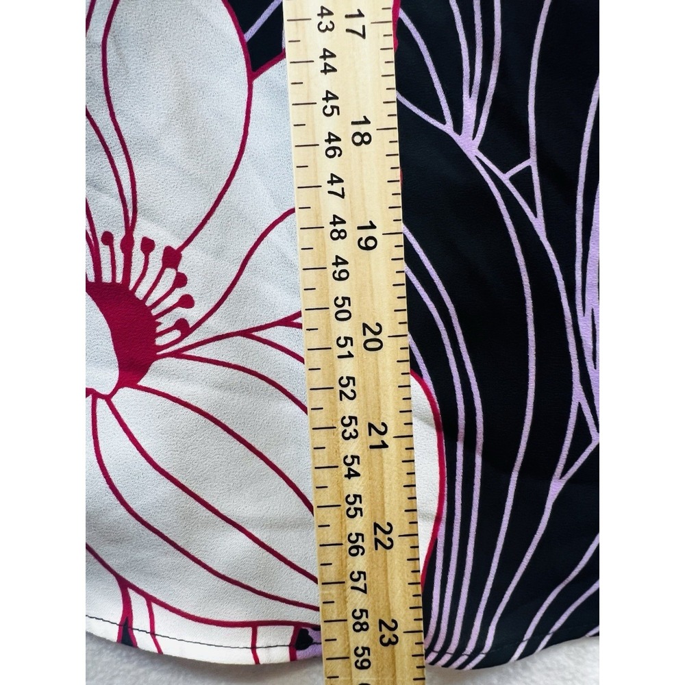 White House Black Market Floral Blouse Womens Size XXS Black Pink Dolman V-Neck - Picture 8 of 9